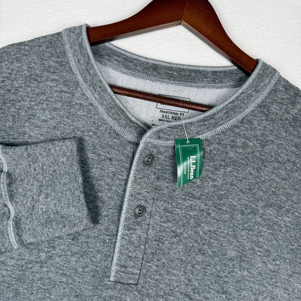 NEW LL Bean River Driver Shirt Mens XXL Charcoal Gray Wool Blend Henley 166891